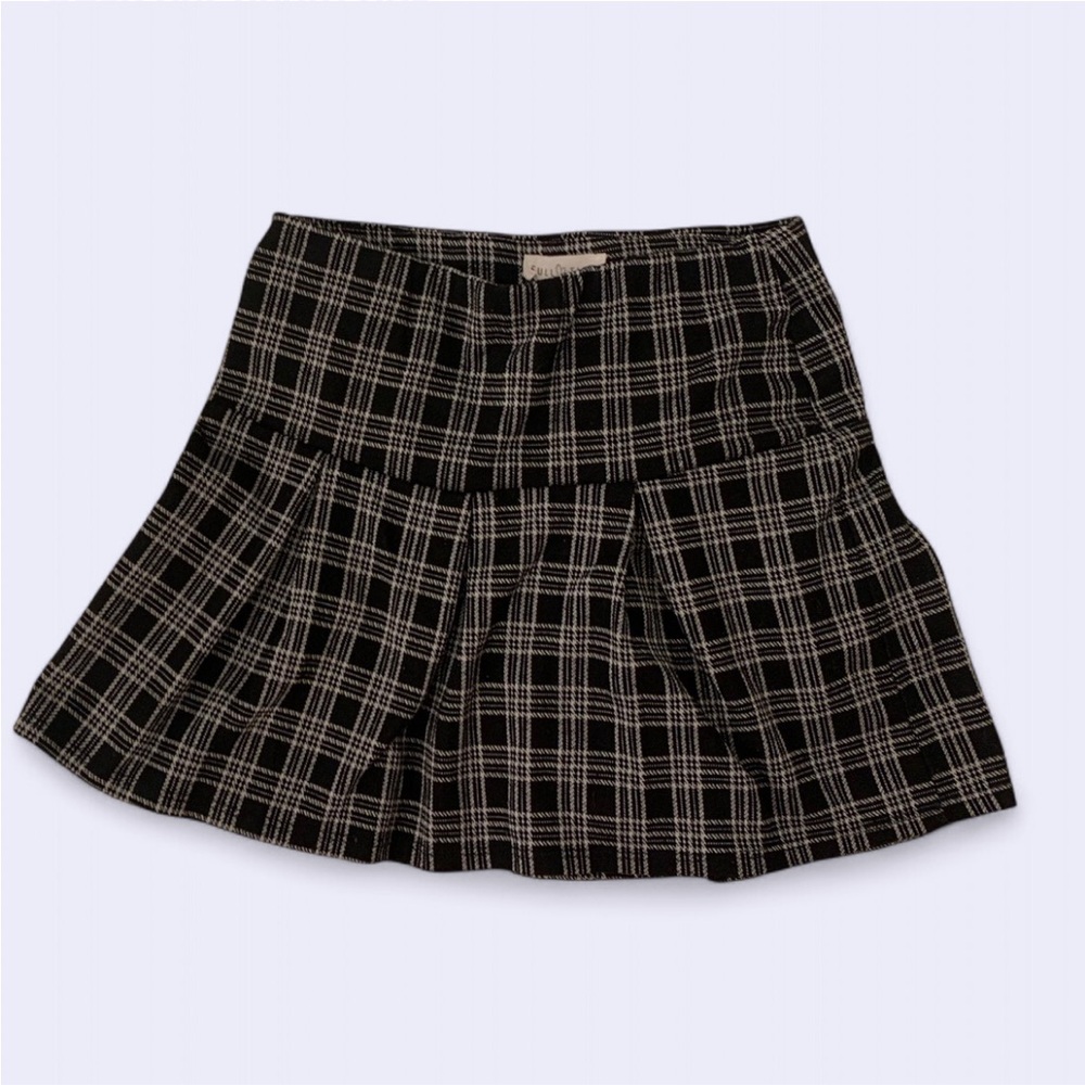 Black and White Plaid Mini Skirt
